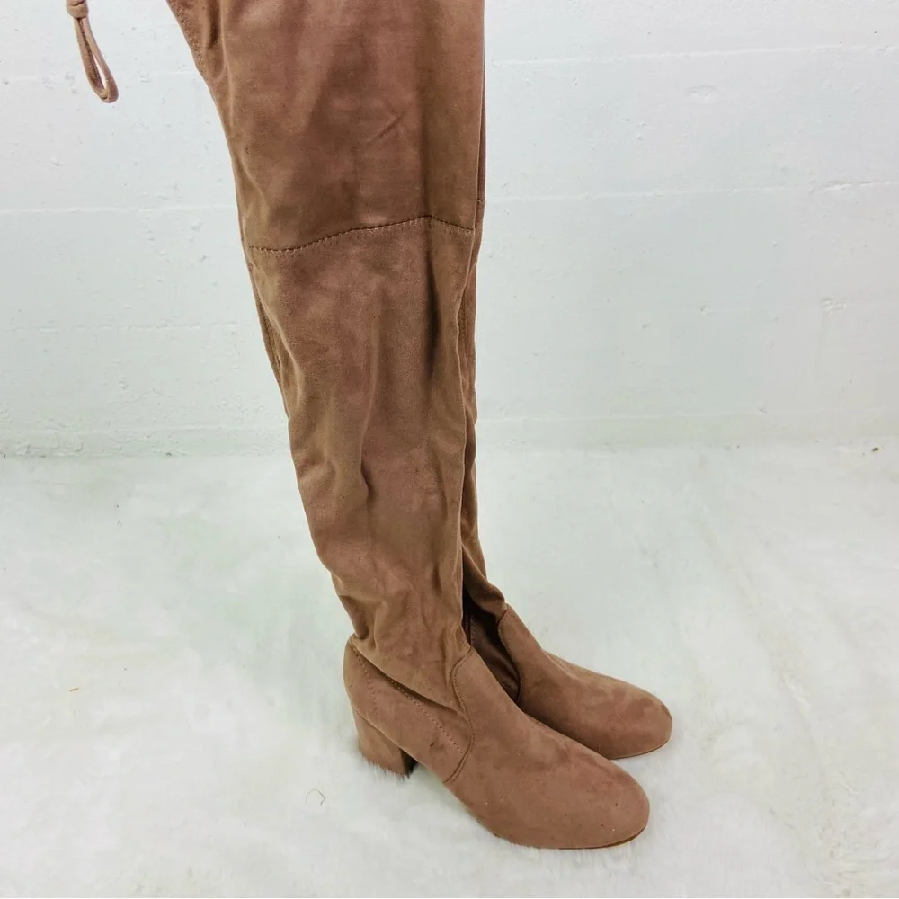 Catherine Malandrino sexy Suede Over-the-Knee heeled Boots in Tan size 7.5